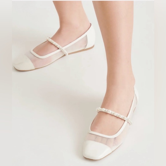 Dolce Vita Shoes - Dolce Vita Rollin Pearl Strap Mesh Patent Ballet Flats size 9 white